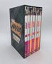 "NANA", Ai Yazawa, bunte Buchrücken mit Nummern 1 bis 7. Karierter Schuber, Manga-Stil Illustrationen., Buch