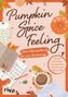 "Pumpkin Spice Feeling" und "Dein Mitmachbuch für cozy Herbsttage" in der Mitte, umgeben von herbstlichen Illustrationen., Buch
