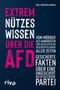 "Extrem nützes Wissen über die AfD" in großen Buchstaben auf dunklem Hintergrund, darunter Details in Weiß., Buch
