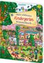 "Mein schönstes Kindergarten Wimmelbuch" steht auf einem bunten Cover voller spielender Kinder und Erzieher in einem Garten., Buch