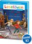 "Leselöwen 2. Klasse: Hilfe! Diebe im Museum" von Heiko Wolz, Larisa Lauber. Zwei Kinder laufen in einem Museum., Buch