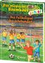 Text: Das magische Baumhaus junior. Das Fußballspiel des Jahrhunderts. Mary Pope Osborne. Zwei jubelnde Jungs auf einem Fußballfeld., Buch
