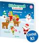 "Stickerspaß für kleine Hände" und "Weihnachten". Ein Schneemann, Rentiere, Schlitten und Weihnachtsmann in einer winterlichen Szene., Buch