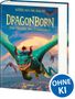 "Struan Murray. Dragonborn: Die Macht der Dämonen. Loewe. Illustration eines Jungen auf einem großen, grünen Drachen im Flug.", Buch