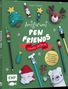 Der Text lautet: "Amigurumi Pen Friends: colorful christmas. Weihnachtliche Stift-Kappen, Baumschmuck, Mug Warmer & mehr häkeln." Es zeigt gehäkelte Figuren., Buch