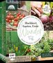 Titel: "Hochbeet, Garten, Ernte Wunder". Bilder von frischem Gemüse, Hochbeeten und Händen in der Erde., Buch