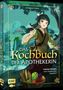 Illustration eines Mädchens mit Korb vor einer malerischen Landschaft. Text: "Das Kochbuch der Apothekerin".