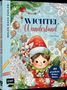 Aufschrift: "Wichtel Wunderland", "Malen nach Zahlen", "Tonia Tkach", "40 gemütliche Winter-Motive". Illustration mit Wichtel, Süßigkeiten, Weihnachtsdeko., Buch