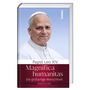 Text: "Papst Leo XIV. Magnifica humanitas Die großartige Menschheit ENZYKLIKA". Ein lächelnder Mann in päpstlicher Kleidung., Buch