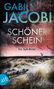 "Gabi Jacobi: Schöner Schein. Ein Sylt-Krimi". Dünenlandschaft bei Sonnenuntergang mit Möwen im Himmel., Buch