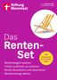 "Das Renten-Set" steht groß auf lila Hintergrund. Oben links ein Logo und rechts ein Liegestuhl.