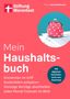 "Mein Haushaltsbuch. Mit digitalem Haushaltsbuch zum Download." Neben einem pinken, gepunkteten Geldbeutel., Buch