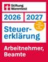 "2026 - 2027 Steuererklärung Arbeitnehmer, Beamte, Mit Leitfaden für ELSTER. Oben links ein rotes Logo."