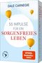 "55 Impulse für ein sorgenfreies Leben" steht zentriert. Drei gelbe Heißluftballons auf blauem Hintergrund.