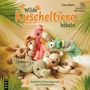 Text: „Wilde Kuscheltiere häkeln“, „Niedliche Schmusigurumi aus Chenillegarn“. 

Plüschtiere aus weichem Garn: Krokodil, Flamingo, Chamäleon, Löwe., Buch