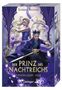 "Der Prinz des Nachtreichs: Moonlight Heir" von Sandra Regnier, Oetinger. Zwei Figuren in lila Kleidung mit Schwertern, Flügelmotive.

, Buch
