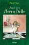"Paul Maar Neues von Herrn Bello. Hund in Badewanne mit Buch und Kerzen. Boden mit Teppich, Knochen und Ente.", Buch