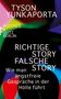 Text: "TYSON YUNKAPORTA", "MATTHES & SEITZ BERLIN", "RICHTIGE STORY FALSCHE STORY", "Wie man angstfreie Gespräche in der Hölle führt". Buntes, abstraktes Design im Hintergrund., Buch