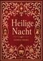 "Heilige Nacht" von Ludwig Thoma, verziert mit goldenen Ornamenten, Stern, Mond, Glocke und Laterne in einem roten Rahmen., Buch