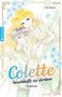 "Colette beschließt zu sterben, Sonderband." Illustration mit zwei Figuren umgeben von blauen Blumen., Buch