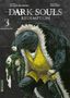 Titel: Dark Souls Redemption. Nummer 3. Maske: Großer Charakter in gelbem Gewand hält kleiner Figur in grüner Rüstung., Buch