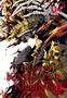 "Japanisches Originalcover." Ein Krieger mit roter Rüstung, Schädeln, schwarzem Haar, Feuer und einem großen Skelettarm., Buch