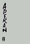 Der Text "ADEKAN" steht vertikal in schwarzer Schrift auf grauem Hintergrund. Unten ist ein kleines Logo mit "MANGA" und "EGMONT"., Buch