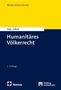 Text: "Nomos Einführung, Fink | Gillich, Humanitäres Völkerrecht, 2. Auflage." Blaue und gelbe Buchcover mit Logo., Buch
