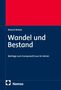 "Wandel und Bestand: Beiträge zum Europarecht aus 50 Jahren" von Roland Bieber. Blaues Cover mit roter Ecke, Nomos-Logo.
