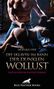 Text: "Angelique Corse, Die Sklavin im Bann der dunklen Wollust, Erotischer SM-Fantasy Roman, Blue Panther Books."  
Ein muskulöser Mann dominiert eine kniende Frau in Unterwäsche., Buch