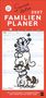 "Simons Katze 2027 Familienplaner" mit Illustrationen von Tieren in komischen Posen; enthält Platz für Notizen.
