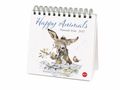 „Happy Animals“, Hannah Dale, 2027. Kalender mit 53 Postkarten. Illustration eines Esels mit Blumen und einem kleinen Vogel., Kalender