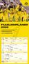 FAMILIENPLANER 2026: 5 SPALTEN FÜR NOTIZEN, FERIENÜBERSICHT, 3+1 STUNDENPLÄNE. Fußballspieler jubeln, BVB-Logo oben rechts., Kalender