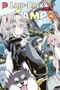 Titel: "Laid-Back Camp 16". Drei Manga-Figuren und ein Hund. Eine Figur hält ein Tablet, ein Tunnel und eine Eisenbahn im Hintergrund.