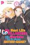 Ein Manga-Cover mit drei Charakteren in schwarzen Uniformen. Titel: "My Next Life as a Villainess: Wie überlebe ich in einem Dating-Game?", Buch