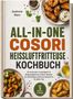 Text: "All-In-One COSORI Heißluftfritteuse Kochbuch", umgeben von Gerichten und Gewürzen., Buch