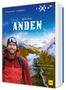 Titel: "MEINE ANDEN". Text: "Von Menschen, Mythen und majestätischen Gipfeln". Mann in roter Jacke, Berglandschaft im Hintergrund., Buch