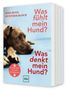 Text: "Was fühlt mein Hund? Was denkt mein Hund?" Autor: Nina Ruge, Günther Bloch. Hund liegt auf blauem Hintergrund.
