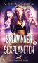"DIE SKLAVINNEN DES SEXPLANETEN" steht groß. Drei Frauen in freizügiger Kleidung vor einem galaktischen Hintergrund., Buch