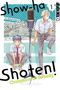 "show-ha Shoten! Champions of Comedy" in großer Schrift. Zwei Jugendliche in Schuluniformen posieren neben einem Mikrofon., Buch