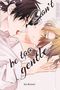 "Don’t be too gentle" in geschwungener Schrift. Zwei Personen in enger, emotionaler Szene., Buch