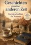 "Geschichten aus einer anderen Zeit. Kurzgeschichten für Senioren. Große Schrift und leicht verständlich." Vintage-Stil: Frau geht auf gepflasterter Straße; vor ihr Tasse, Buch, Blumen, Fotos., Buch