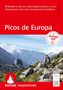 Text: "52 Touren im ältesten Nationalpark Spaniens", "Picos de Europa", "Mit ROTHER APP". Zwei Wanderer in bergiger Landschaft.