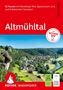 "55 Touren mit Nördlinger Ries, Bayerischem Jura und Fränkischem Seenland. Altmühltal. Mit ROTHER APP."  
Darunter: Eine Landschaft mit Fluss, Wäldern und einem Dorf. Rotes Logo "ROTHER WANDERFÜHRER" mit stilisiertem Berg., Buch