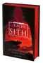 "Star Wars: Die Rache der Sith, Episode III" in großen weißen Buchstaben auf einem rot-schwarzen Hintergrund. Silhouette eines Mannes., Buch