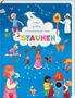 "Mein großes Wimmelbuch vom Staunen" in einer Wolke. Kinder spielen und erkunden, viele Tiere und bunte Details.