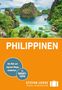 "PHILIPPINEN" in Weiß auf Orange, Reiseführer-Cover. Oben tropische Landschaft mit türkisfarbenem Wasser und Kalksteinfelsen.