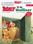Asterix bei de Walliser, R. Goscinny, A. Uderzo. Asterix und Obelix mit großer Käsescheibe in einer Schatzkammer voller Münzen., Buch