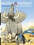 "Michel Vaillant, Jean Graton, Collector's Edition 18." Ein riesiger Elefant neben einem Rennwagen in der Wüste.