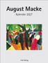 "August Macke Kalender 2027." Darunter ein farbenfrohes Gemälde mit Figuren und Bäumen. Text: "Fink Verlag."